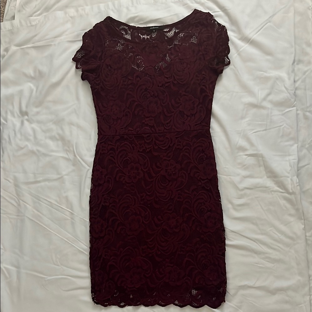Ambiance Burgundy Lace Mini Dress